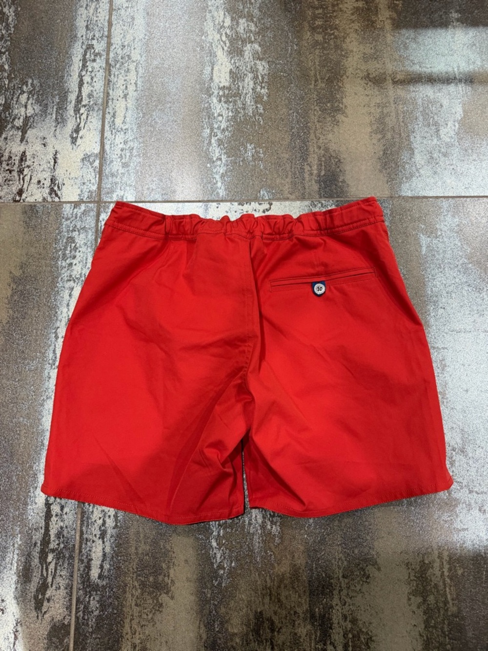 Parke & Ronen Red Swim Trunks with Navy Accents - Picture 3 of 4